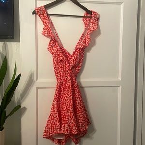 Summer red floral dress